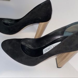 Laria 100 Wooden-Heel Suede Pumps